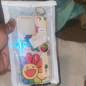 Floral Pattern Phone Case with Strap